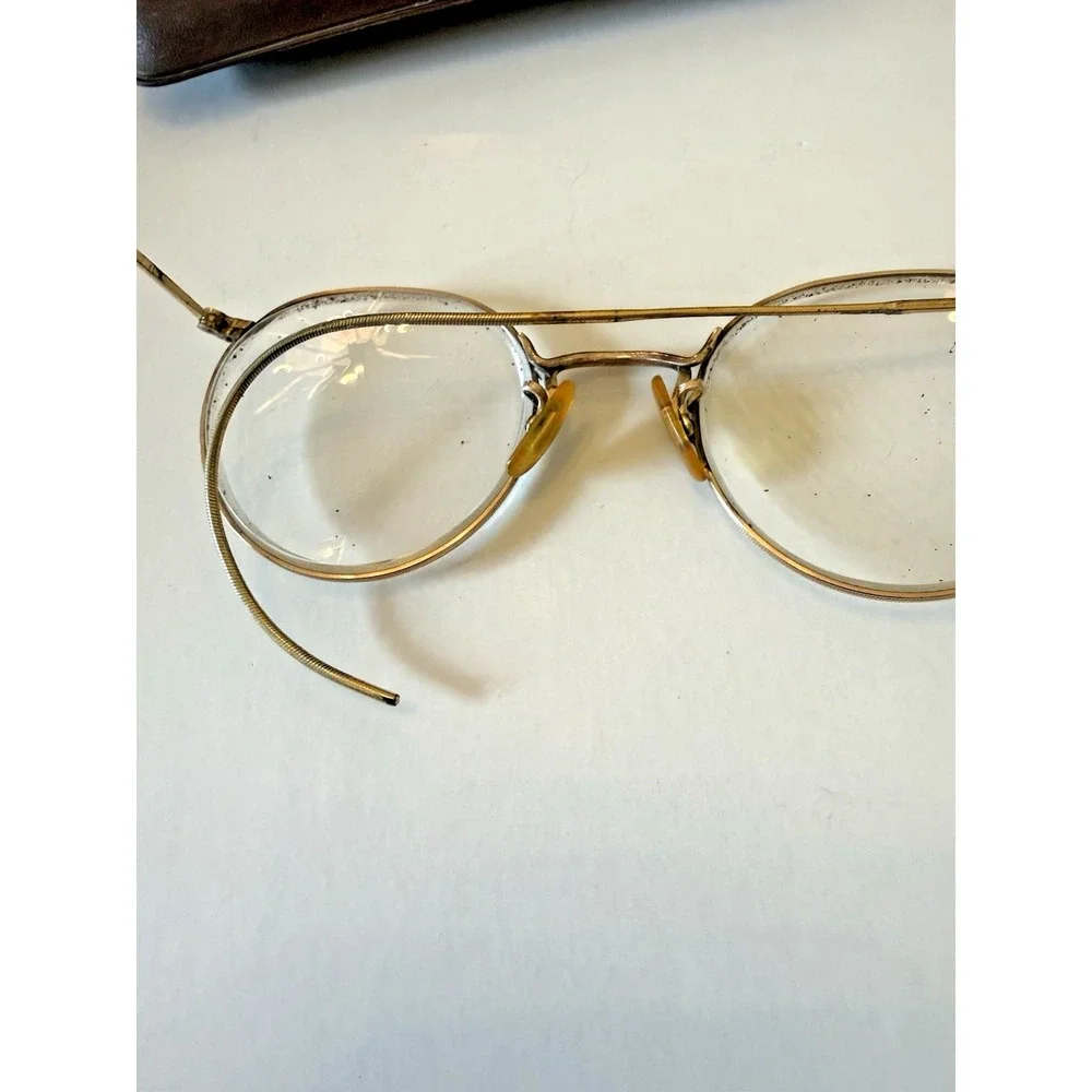 VTG American Optical Ful-Vue 12K GF Wire Rim Eyeglass Frames Cable Temples &Case
